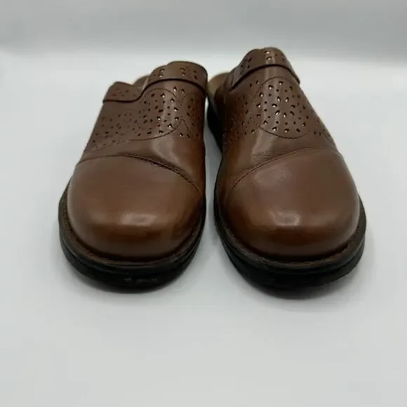 Clarks Brown Leather Patty Renata Slip On Mules Size 10 - Picture 5 of 8